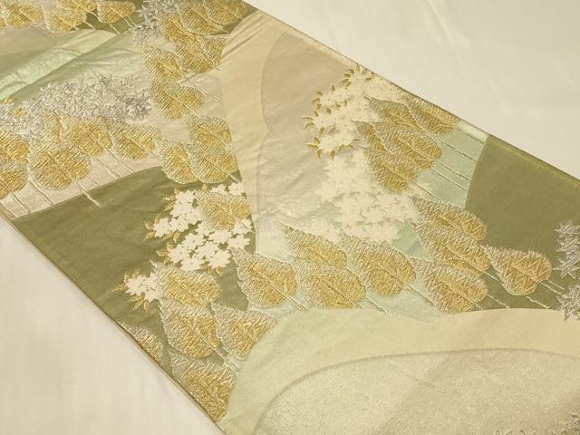 平和屋着物◎六通柄袋帯 唐織 樹林文 金銀糸 正絹 逸品 CABB8333in