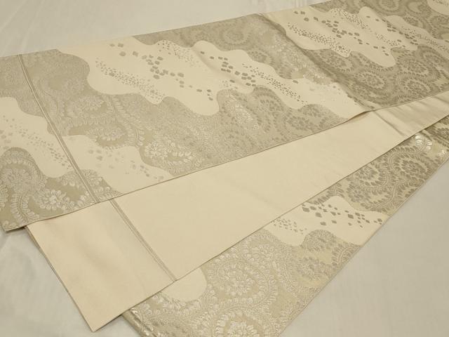 平和屋着物◎全通柄袋帯 千代田のきもの 道長更紗花文 銀糸 正絹 逸品 CABB8364in