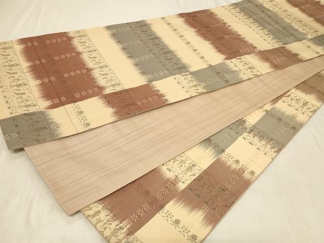 平和屋着物◎全通柄袋帯 横段花文 正絹 逸品 CABB8381in