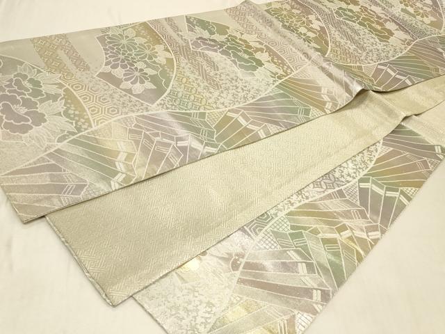 平和屋着物◎佐賀錦 六通柄袋帯 地紙草花文 金銀糸 正絹 逸品 CABB8392in