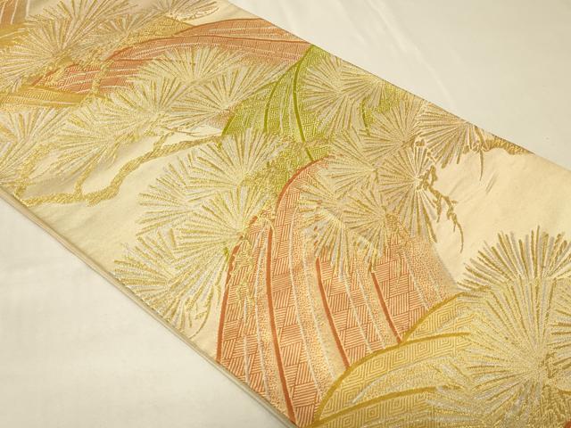 平和屋着物◎六通柄袋帯 立波枝松文 金銀糸 正絹 逸品 CABB8394in