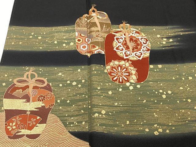平和屋着物■豪華黒留袖 駒刺繍 仕覆の花文 金彩 正絹 逸品 CABB8545xi