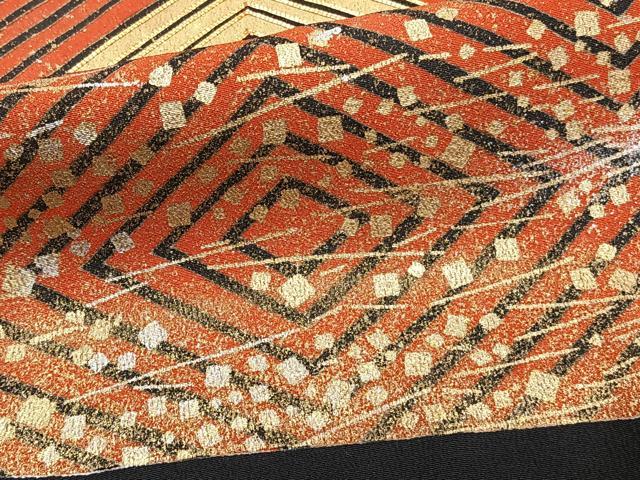 平和屋着物■豪華黒留袖 駒刺繍 菱文 金彩 正絹 逸品 CABB8571xi