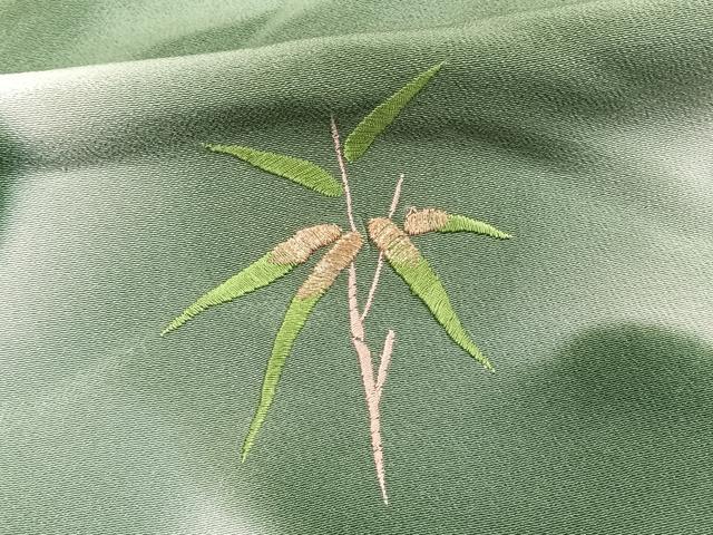 平和屋着物■訪問着 刺繍 笹の葉文 暈し染め 金糸 正絹 逸品 CABB8706xi