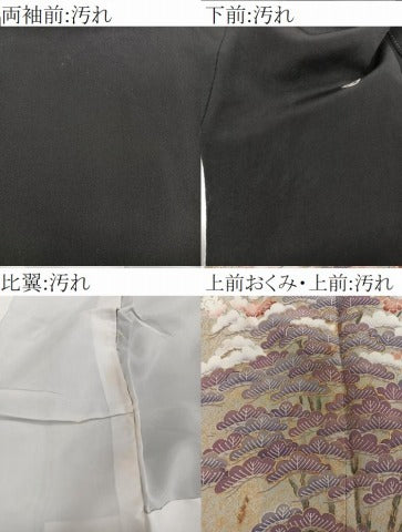 平和屋着物■豪華黒留袖 駒刺繍 枝梅松文 金彩 正絹 逸品 CABB8746xi