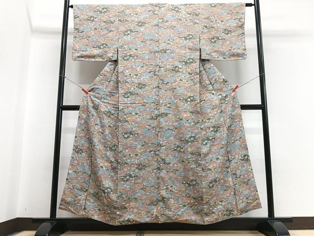 平和屋着物■上質な小紋 風景花文 正絹 逸品 CABB9177xe