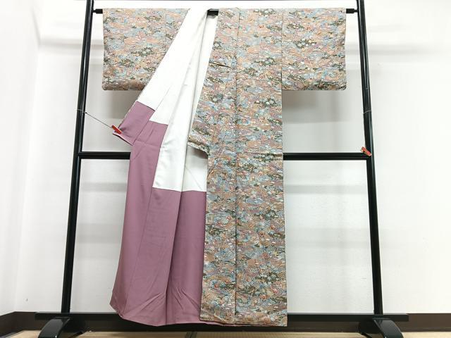 平和屋着物■上質な小紋 風景花文 正絹 逸品 CABB9177xe