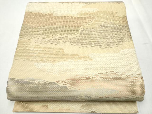 平和屋着物●六通柄袋帯 モール 霞文 金糸 正絹 逸品 CABB9201hy