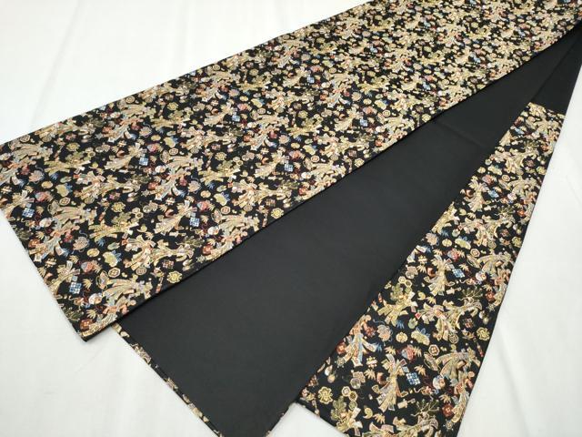 平和屋着物●西陣の老舗 1782年創業 山下織物 六通柄袋帯 熨斗宝尽くし 弐仙七百機 黒地 金糸 正絹 逸品 CABB9216hy