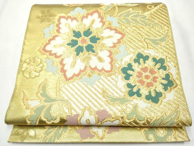 平和屋着物●西陣 川島織物 六通柄 本袋帯 正倉院花文 金糸 正絹 逸品 CABB9225hy