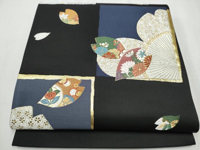 平和屋着物●西陣 有栖川織物謹製 全通柄袋帯 吉祥文 金糸 証紙付き 正絹 逸品 未使用 CABB9238hy