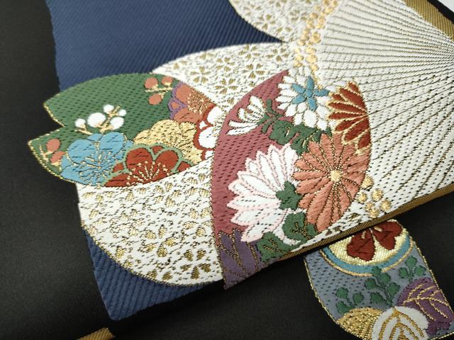平和屋着物●西陣 有栖川織物謹製 全通柄袋帯 吉祥文 金糸 証紙付き 正絹 逸品 未使用 CABB9238hy