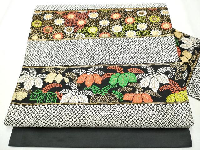 平和屋着物●九寸名古屋帯　唐織　菊桐文　黒地　金糸　正絹　逸品　CABB9269hy 平和屋着物○九寸名古屋帯 唐織 菊桐文 黒地 金糸 正絹 逸品 CABB9269hy