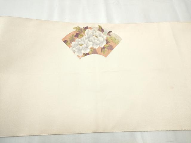 平和屋着物●爪掻き本綴れ 八寸名古屋帯 地紙花文 金糸 正絹 逸品 CABB9274hy
