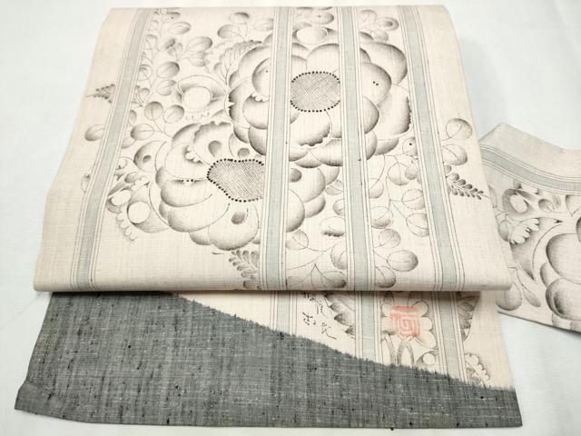 平和屋着物○西洞院辻が花 大脇一心 九寸名古屋帯 紬地 正絹 逸品