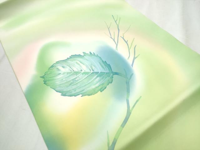 平和屋着物●塩瀬 九寸開き名古屋帯 作家物 枝葉文 正絹 逸品 CABB9285hy