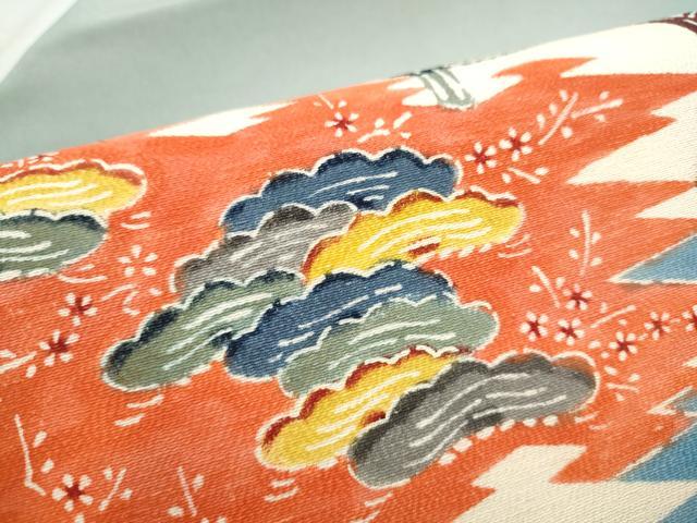 平和屋着物●九寸名古屋帯 型染め 松竹梅 鬼しぼ縮緬 正絹 逸品 CABB9306hy
