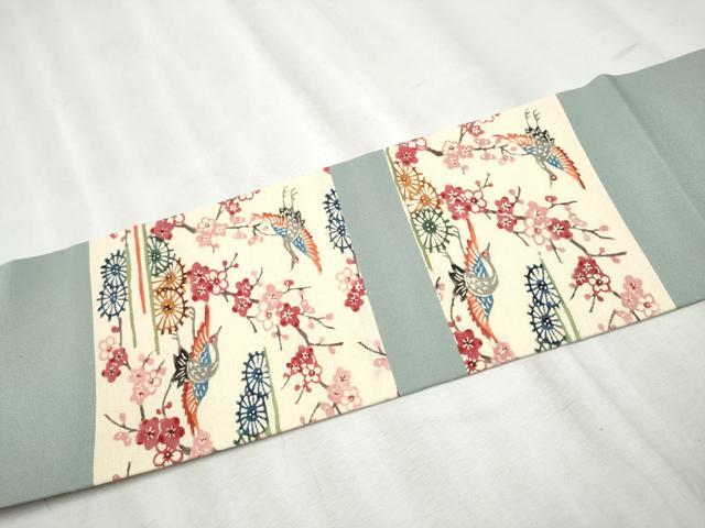 平和屋着物●九寸名古屋帯 型染め 松竹梅 鬼しぼ縮緬 正絹 逸品 CABB9306hy