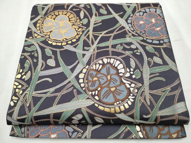 平和屋着物◎六通柄袋帯 草花文 金糸 正絹 逸品 BAAV9152mz 平和屋