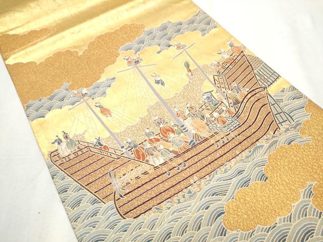 平和屋着物●東京友禅 熊谷好博子 太鼓柄袋帯 南蛮渡来 金糸 引箔 正絹 逸品 CABB9322hy