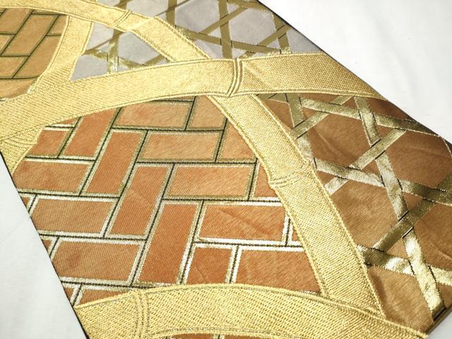 平和屋着物●西陣 川島織物 六通柄 本袋帯 籬文 金糸 正絹 逸品 CABB9326hy