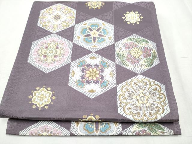 平和屋着物●六通柄袋帯 唐織 夢幻 金糸 正絹 逸品 CABB9336hy