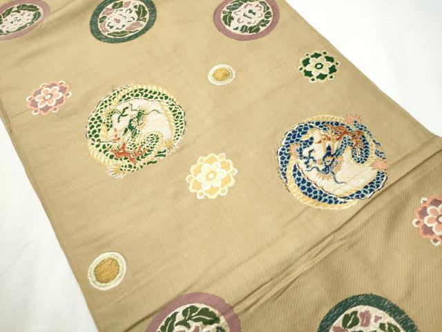 平和屋着物●アンティーク 大正ロマン 六通柄 本袋帯 龍 花丸文 正絹 逸品 CABB9358hy