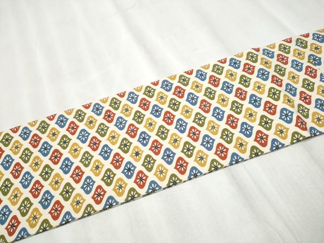 平和屋着物●全通柄 九寸名古屋帯 型染め 舞花文 正絹 逸品 CABB9365hy