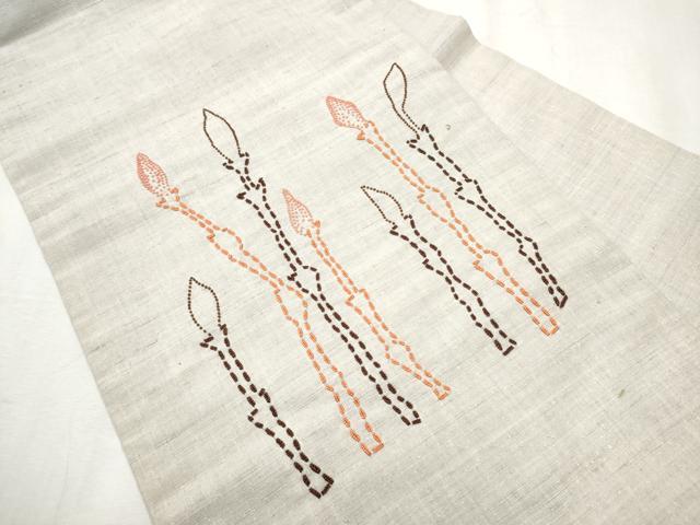 平和屋着物●中国三大刺繍 相良刺繍 総刺繍 九寸名古屋帯 作家物 紬地 つくし 正絹 逸品 CABB9397hy