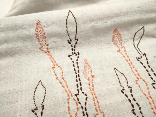平和屋着物●中国三大刺繍 相良刺繍 総刺繍 九寸名古屋帯 作家物 紬地 つくし 正絹 逸品 CABB9397hy