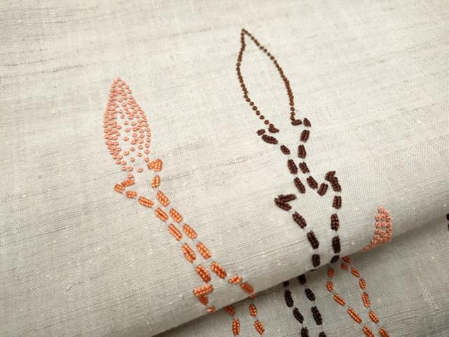 平和屋着物●中国三大刺繍 相良刺繍 総刺繍 九寸名古屋帯 作家物 紬地 つくし 正絹 逸品 CABB9397hy