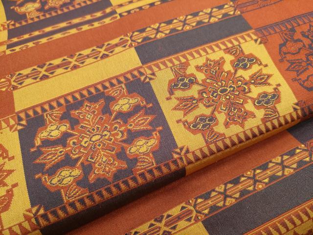 平和屋着物●全通柄 九寸名古屋帯 幾何学花文 正絹 逸品 CABB9401hy
