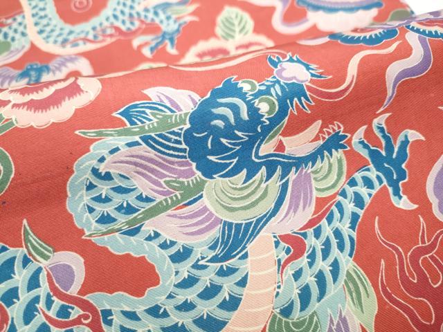 平和屋着物●アンティーク 大正ロマン 丸帯 龍 鳳凰花文 正絹 逸品 CABB9414hy