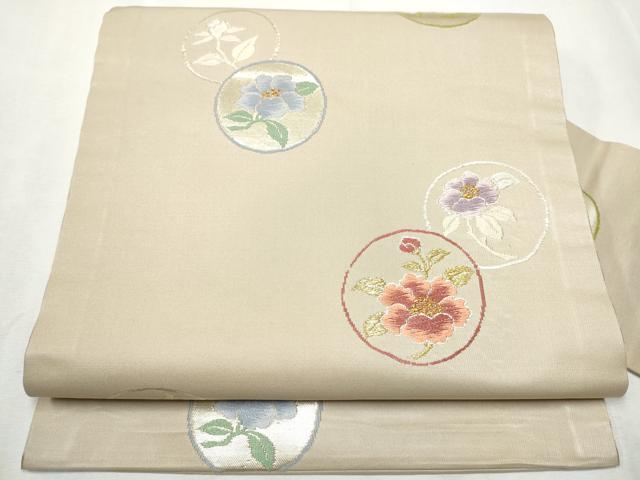 平和屋着物●九寸名古屋帯 唐織 枝花丸文 金銀糸 正絹 逸品 CABB9423hy