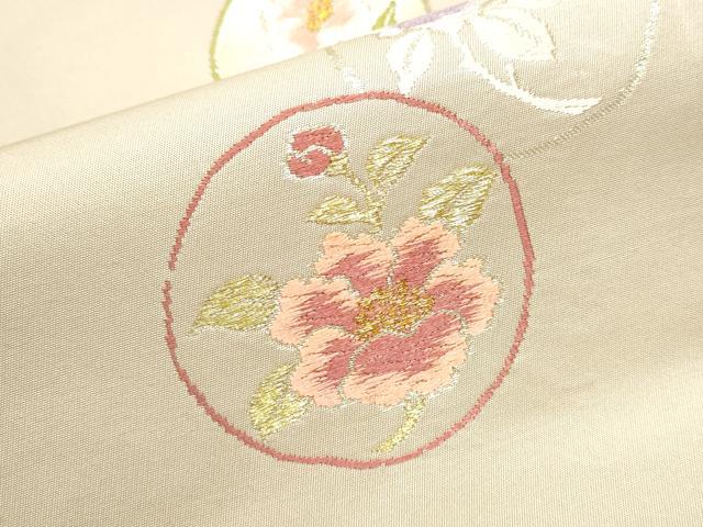 平和屋着物●九寸名古屋帯 唐織 枝花丸文 金銀糸 正絹 逸品 CABB9423hy