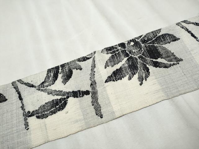 平和屋着物●八寸名古屋帯 紬地 枝花文 正絹 逸品 CABB9427hy