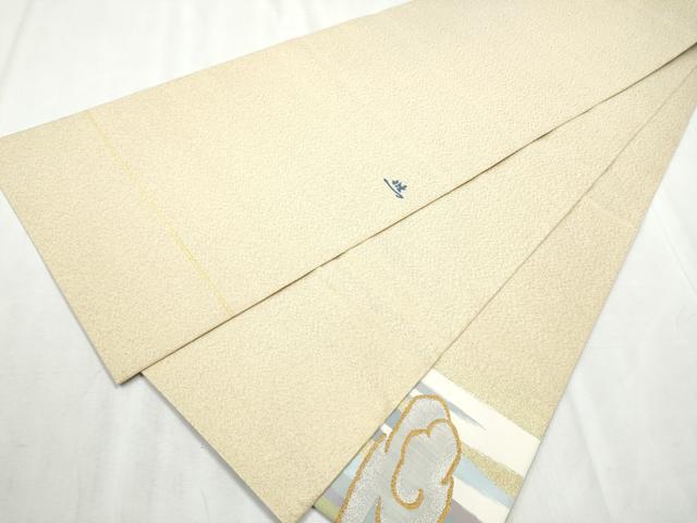 平和屋着物●人間国宝 近藤悠三 爪掻き本綴れ 太鼓柄袋帯 雲重ね霞文 金銀糸 正絹 逸品 CABB9429hy