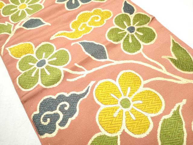 平和屋着物●六通柄京袋 本袋帯 唐織 枝花文 正絹 逸品 CABB9445hy