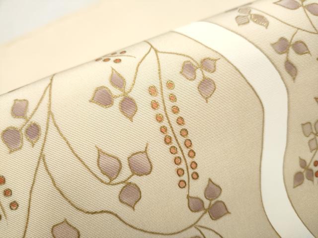 平和屋着物●塩瀬 つけ帯 刺繍 枝垂れ葉文 金彩 正絹 逸品 CABB9454hy