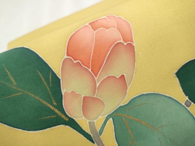 平和屋着物●塩瀬 つけ帯 作家物 枝花文 金彩 正絹 逸品 CABB9467hy