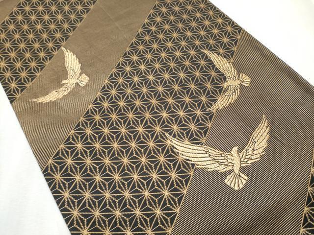 平和屋着物●染色作家 斉藤三才 六通柄袋帯 三才鳥 金糸 正絹 逸品 CABB9478hy