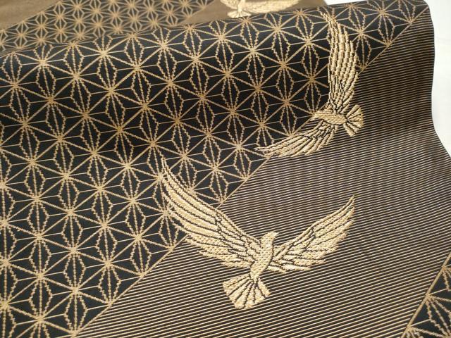 平和屋着物●染色作家 斉藤三才 六通柄袋帯 三才鳥 金糸 正絹 逸品 CABB9478hy