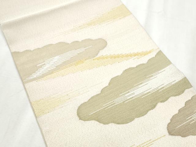 平和屋着物●六通柄袋帯 綴れ 雲取り霞文 金糸 正絹 逸品 未使用 CABB9489hy