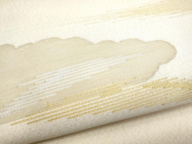 平和屋着物●六通柄袋帯 綴れ 雲取り霞文 金糸 正絹 逸品 未使用 CABB9489hy