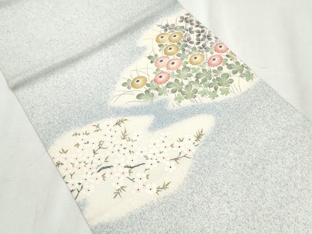 平和屋着物●九寸開き名古屋帯 草花文 正絹 逸品 CABB9499hy
