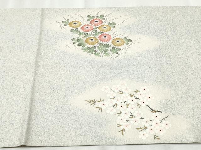 平和屋着物●九寸開き名古屋帯 草花文 正絹 逸品 CABB9499hy