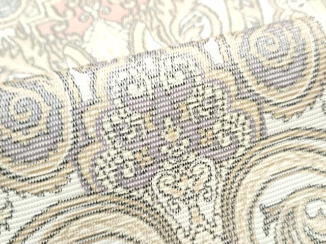 平和屋着物●本場筑前博多織 八寸名古屋帯 幾何学更紗花文 正絹 逸品 CABB9504hy