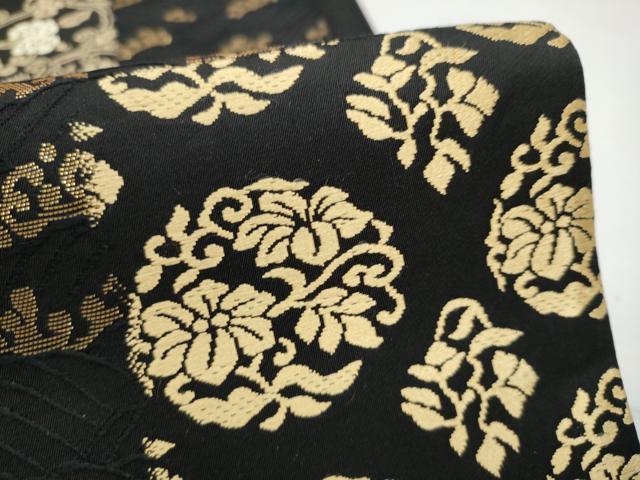 平和屋着物●六通柄袋帯 唐織 正倉院上品裂 新小石丸 黒地 金糸 正絹 逸品 CABB9520hy