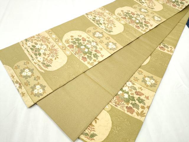 平和屋着物●六通柄袋帯 唐織 正倉院花草屏風文 金糸 正絹 逸品 CABB9524hy
