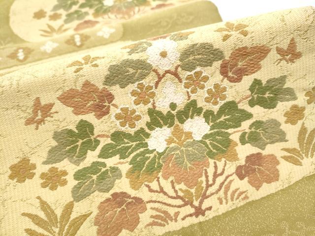 平和屋着物●六通柄袋帯 唐織 正倉院花草屏風文 金糸 正絹 逸品 CABB9524hy